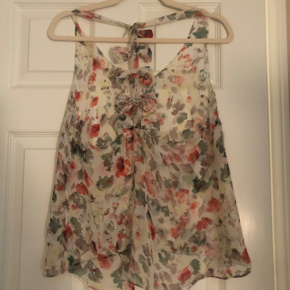 Floral Tank with Bow Detailing